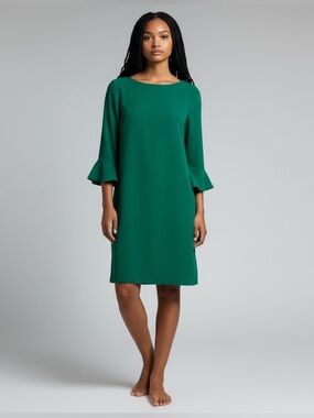 Karl Lagerfeld Emerald Bell-Sleeve Shift Dress
